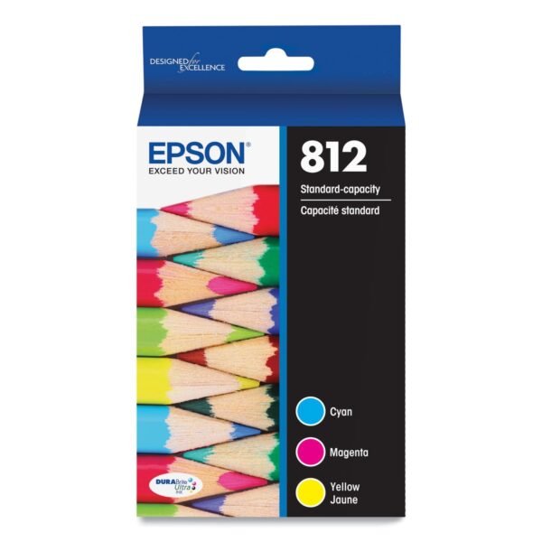 Epson T812520-S (T812) DURABrite Ultra Ink, 300 Page-Yield, Cyan/Magenta/Yellow | OfficeCrave.com