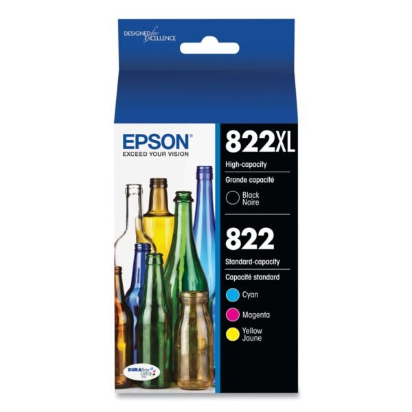 Epson T822XL-BCS (T822XL) DURABrite Ultra High-Yield Ink, 1,100 Page-Yield, Black/Cyan/Magenta/Yellow | OfficeCrave.com