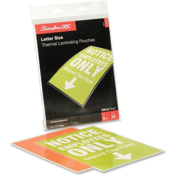 GBC UltraClear Thermal Laminating Pouches Sheet Size Supported: Letter 8.50" Width x 11" Length - Laminating Pouch/Sheet Size: 9" Width x 11.50" Length x 3 mil Thickness -...