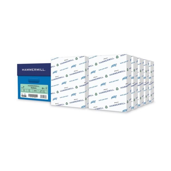 Hammermill Colors Print Paper, 20 lb Bond Weight, 8.5 x 11, Green, 500 Sheets/Ream, 10 Reams/Carton (103366CT)