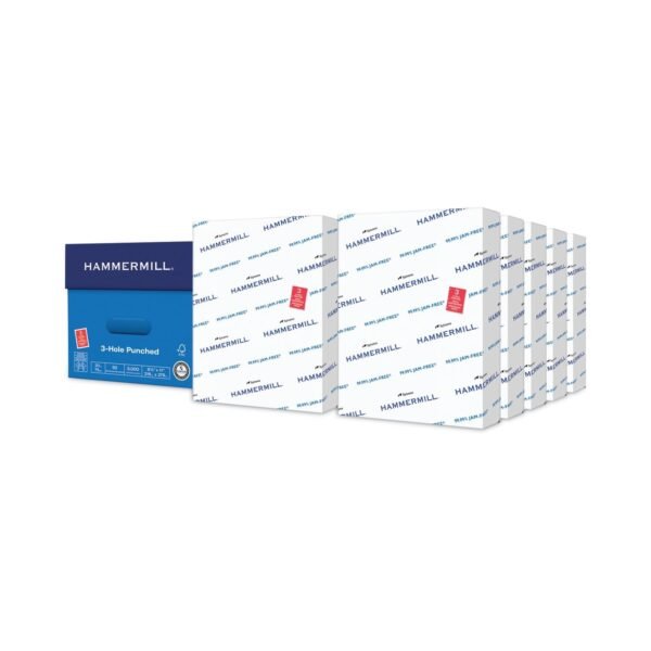 Hammermill Copy Plus Print Paper, 92 Bright, 3-Hole, 20 lb Bond Weight, 8.5 x 11, White, 500 Sheets/Ream, 10 Reams/Carton (105031CT)