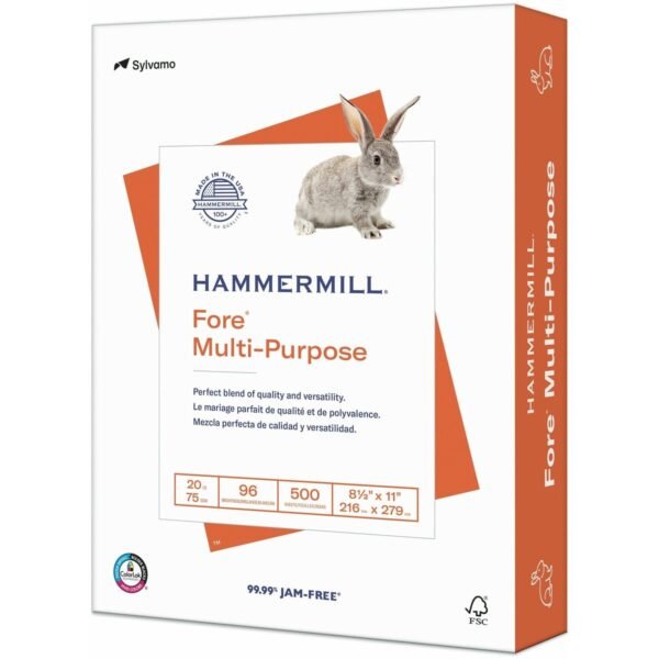 Hammermill Fore Multipurpose Copy Paper - White 96 Brightness - Letter - 8 1/2" x 11" - 20 lb Basis Weight - Acid-free - White - 500 Sheets per Ream - 400 / Pallet (103267PL)