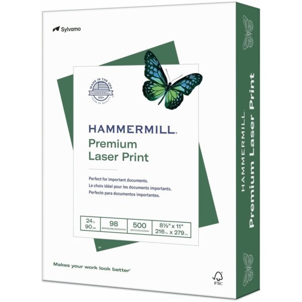 Hammermill Laser Print Paper 98 Brightness - Legal - 8 1/2" x 11" - 24 lb Basis Weight - Ultra Smooth - Jam-free - White - 500 Sheets - 500 Sheets per Ream - 10 / Carton (104604CT)