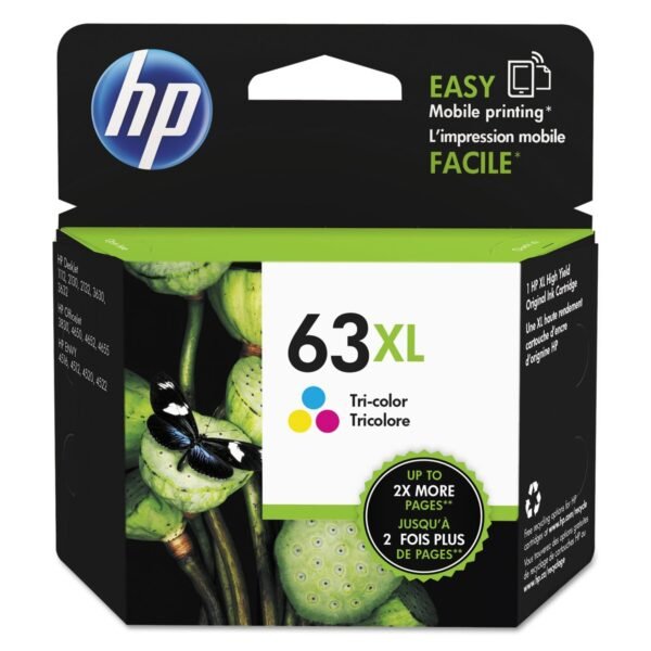 HP 63XL, (F6U63AN) High-Yield Tri-Color Original Ink Cartridge