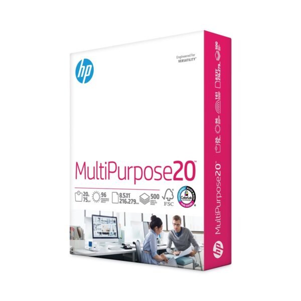 HP MultiPurpose20 Paper, 96 Bright, 20 lb Bond Weight, 8.5 x 11, White, 500/Ream (112000)