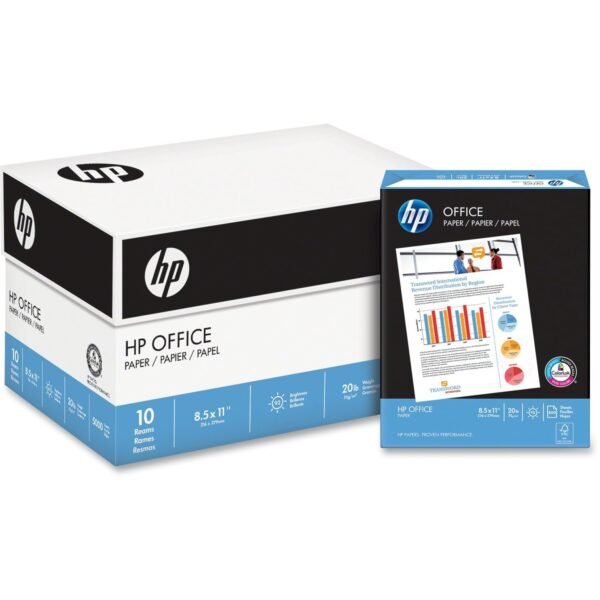 HP Office20 Paper - White 92 Brightness - Letter - 8 1/2" x 11" - 20 lb Basis Weight - Smear Resistant, Quick Drying, Acid-free - White - 500 Sheets per Ream - 400 / Pallet...