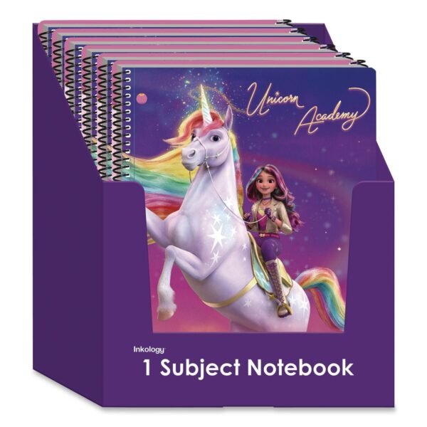 Inkology Licensed Spiral Notebook, Randomly Assorted Unicorn Academy Cover Designs, Medium/College Rule, (80) 10.5 x 8 Sheets (4820212PDQ)