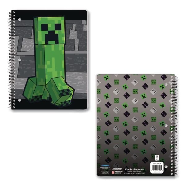 Innovative Designs Licensed Spiral Notebook, Minecraft, 1-Subject, Wide/Legal Rule, Multicolor Cover, (70) 10.5 x 8 Sheets (717326MCRSA)