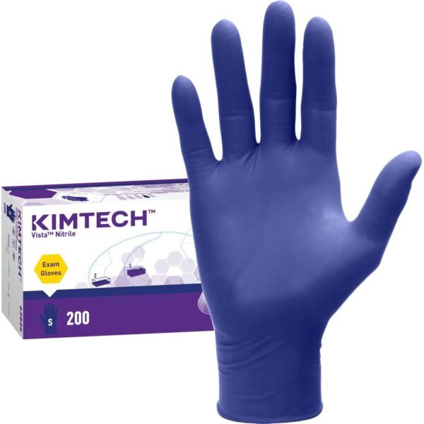 KIMTECH Vista Nitrile Exam Gloves 4.7 mil Thickness x 9.50" Glove Length - Small Size - Nitrile - Blue - Recyclable, Textured Fingertip, Powdered, Non-sterile - For Laboratory...