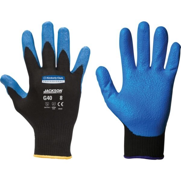 Kleenguard G40 Foam Nitrile Coated Gloves Nitrile Coating - 7 Size Number - Small Size - Blue, Black - Washable, Silicone-free - For Automobile/Aviation Industry, Metal...
