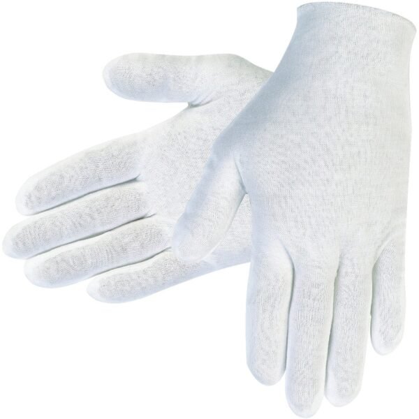 MCR Safety Inspectors Gloves Large Size - Male - White - Comfortable, Lightweight, Reversible, Breathable, Straight Thumb - For Assembling, Construction, Production, Baggage...