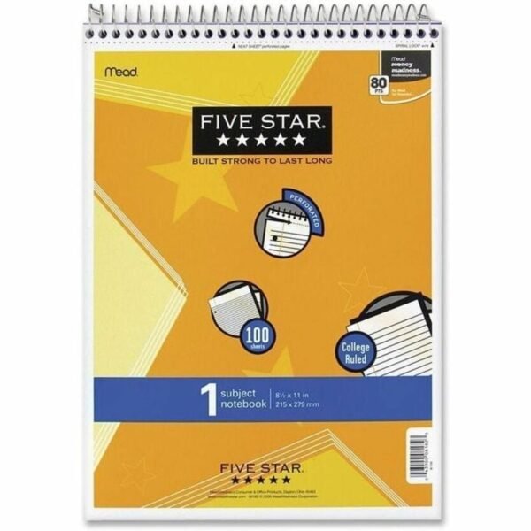 Mead 1-Subject Notepad 100 Sheets - Wire Bound - 8 1/2" x 11" Sheet Size - White Paper - Assorted Laminated Plastic Cover - Perforated - 1 Each (06182)