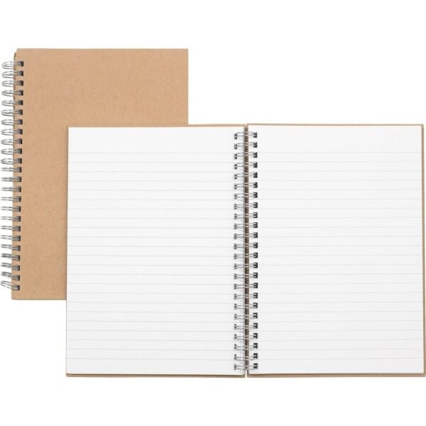 Nature Saver Hardcover Twin Wire Notebooks 80 Sheets - Wire Bound - 0.25" Ruled - Ruled Margin - 22 lb Basis Weight - 8 1/4" x 5 7/8" Sheet Size - Brown Kraft Cover - Hard...