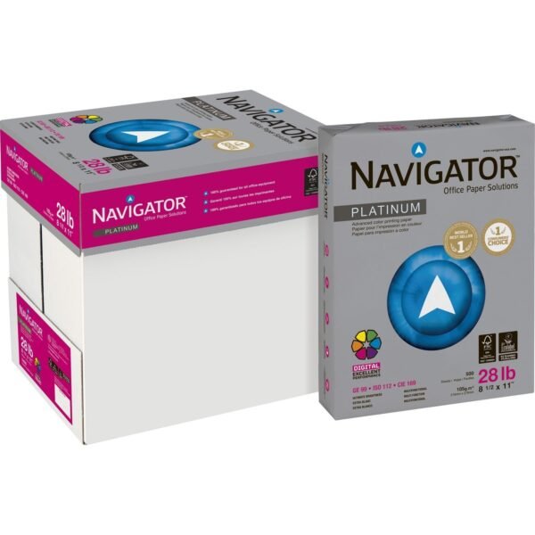 Navigator Platinum Office Multipurpose Paper 99 Brightness - Letter - 8 1/2" x 11" - 28 lb Basis Weight - Smooth - Jam-free - Bright White - 500 Sheets per Ream - 5 / Carton...