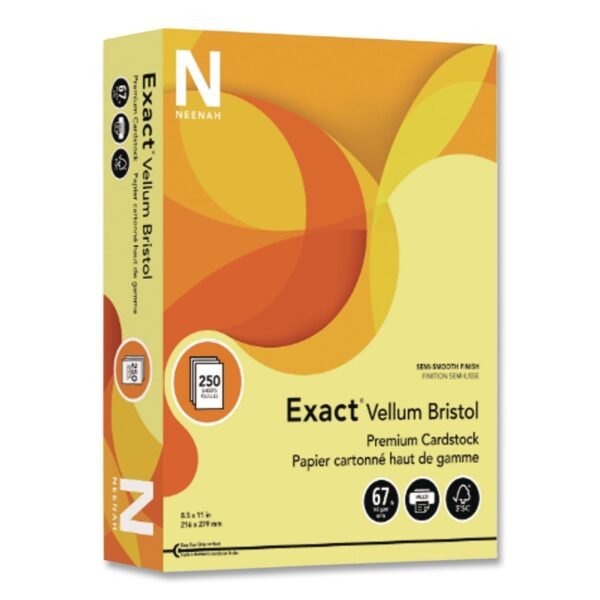 Neenah Paper Exact Vellum Bristol Cover Stock, 67 lb Bristol Weight, 8.5 x 11, Ivory, 250/Pack (8136882368)