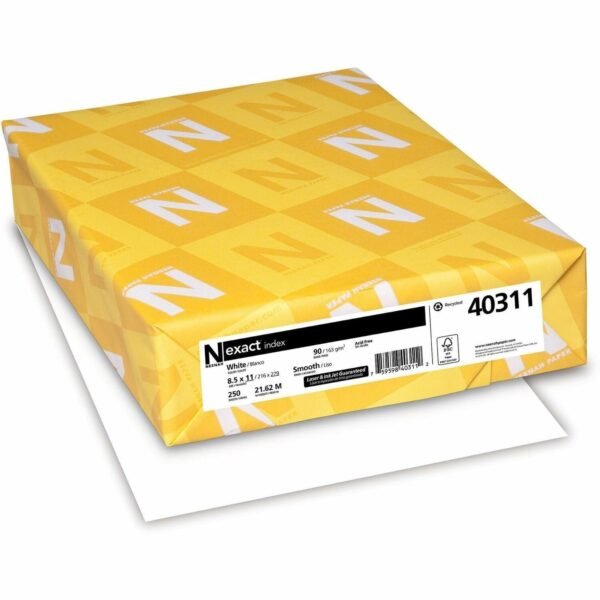 Neenah Paper Neenah Index Paper - White 94 Brightness - Letter - 8 1/2" x 11" - 90 lb Basis Weight - Smooth - Durable, Acid-free - White - 250/Pack - 2 / Bundle (40311BD)