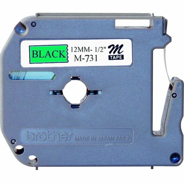 P-touch P-touch Nonlaminated M Series Tape Cartridge 1/2" Width x 26 1/5 ft Length - Rectangle - Direct Thermal - Green, Black - 1 Each (M731)