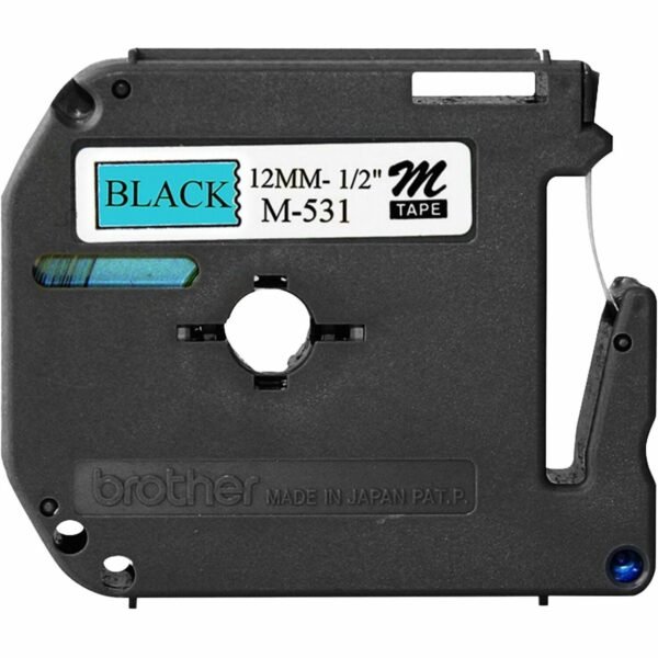 P-touch P-touch Nonlaminated M Series Tape Cartridge 1/2" Width x 26 1/5 ft Length - Rectangle - Blue, Black - Non-laminated, Self-adhesive - 1 Each (M531)