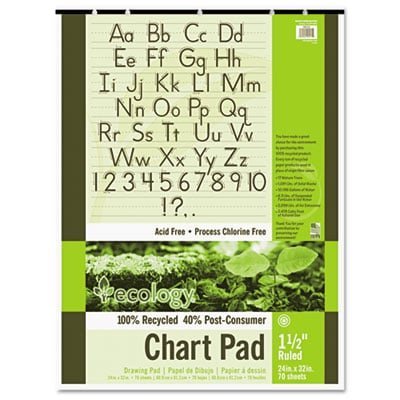 Pacon Ecology Recycled Chart Pads, Presentation Format (1.5" Rule), 24 x 32, White, 70 Sheets 70 Sheets - Strip - Front Ruling Surface - Ruled Front Ruling - 1.50" Ruled - 24" x...