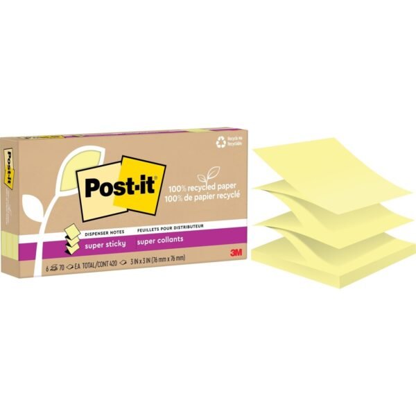 Post-it® Super Sticky Adhesive Note 420 x Canary Yellow - 3" Flag/Note Width x 3" Flag/Note Length - Square - 70 Sheets per Pad - Canary Yellow - Removable, Repositionable,...