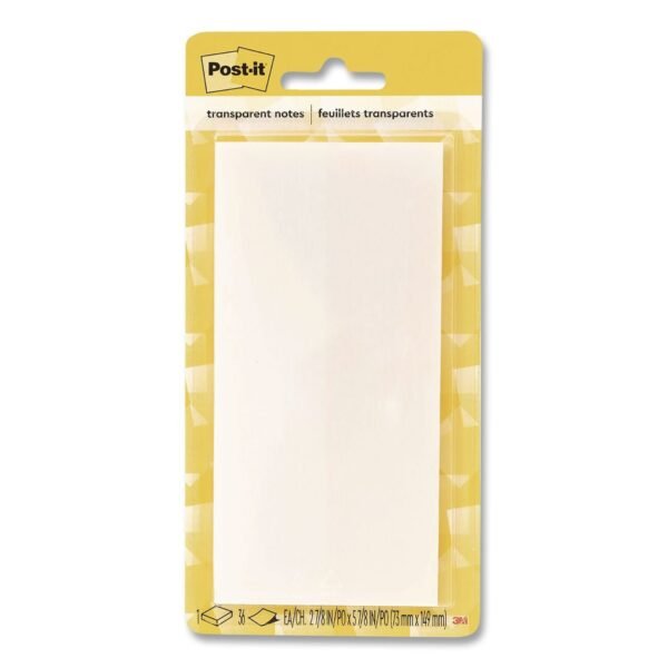 Post-it Transparent Notes, 2.88" x 5.88", Clear, 36 Sheets/Pad (636TRSPT)