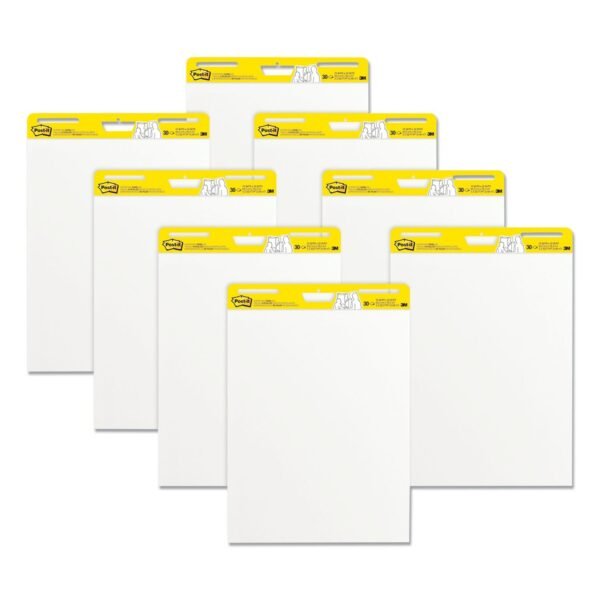 Post-it Vertical-Orientation Self-Stick Easel Pads, Unruled, 25 x 30, White, 30 Sheets, 8/Pack (559VAD8PK)