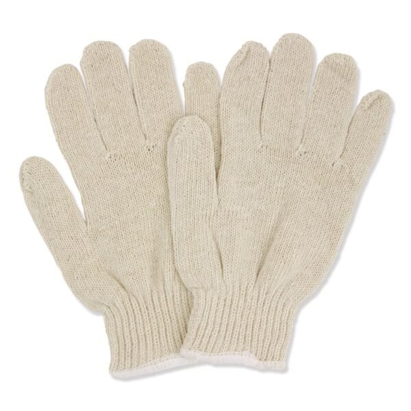 ProWorks String Knit Glove, Large, Elastic Cuff, Natural, Dozen