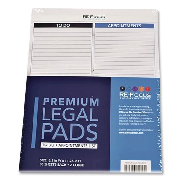 Re-focus the Creative Office Premium Legal To-Do/Appointment List Pads, List Format, (30) Light Blue/Dark Blue/White Marble 8.5 x 11 Sheets, 2/Pack (BLUELEGALPAD)