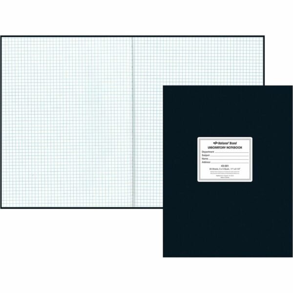 Rediform Quad Ruled Laboratory Notebook 60 Sheets - 8 1/2" x 11" Sheet Size - White Paper - Black Cover - Hard Cover, Heavyweight - Recycled - 1 Each (43591)