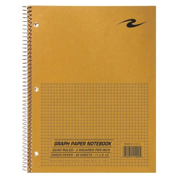 Roaring Spring 5x5 Graph Ruled Spiral Lab Notebook 80 Sheets - 160 Pages - Printed - Spiral Bound - Both Side Ruling Surface - 3 Hole(s) - 15 lb Basis Weight - 56 g/m² Grammage...