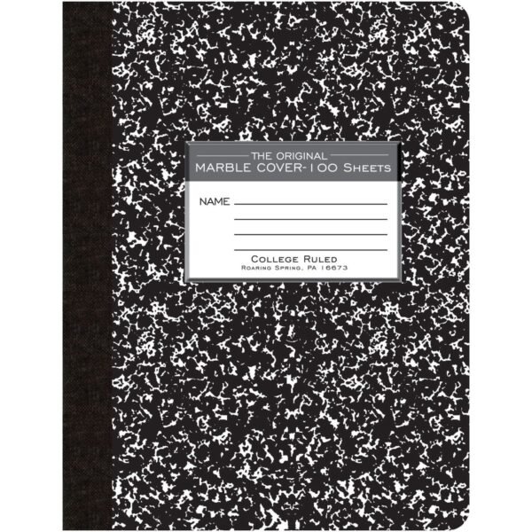 Roaring Spring College Ruled Hard Cover Composition Book 100 Sheets - 200 Pages - Printed - Sewn/Tapebound - Both Side Ruling Surface - Red Margin - 15 lb Basis Weight - 56 g/m²...