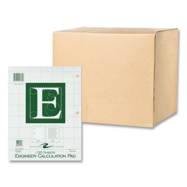Roaring Spring Engineer Pad, (0.5" Margins), Quad Rule (5 sq/in, 1 sq/in) 100 Light Green 8.5 x 11 Sheets/Pad, 24/Carton (95382CS)
