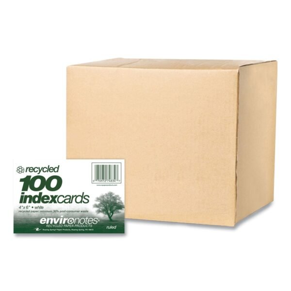 Roaring Spring Environotes Recycled Index Cards, Narrow Ruled, 4 x 6, White, 100 Cards, 36/Carton (74834CS)