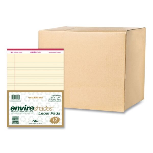 Roaring Spring Enviroshades Legal Notepads, 50 Ivory 8.5 x 11.75 Sheets, 72 Notepads/Carton (74130CS)
