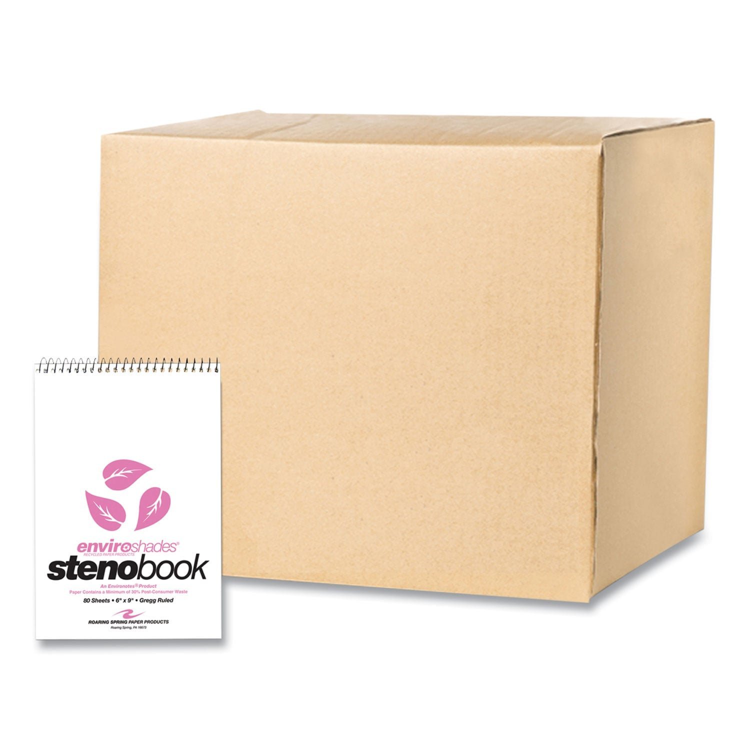 roaring-spring-enviroshades-steno-pad-gregg-rule-white-cover-80-pink-6-x-9.jpg