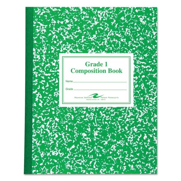 Roaring Spring Grade School Ruled Composition Book, Grade 1 Manuscript Format, Green Marble Cover, (50) 9.75 x 7.75 Sheets (77920)