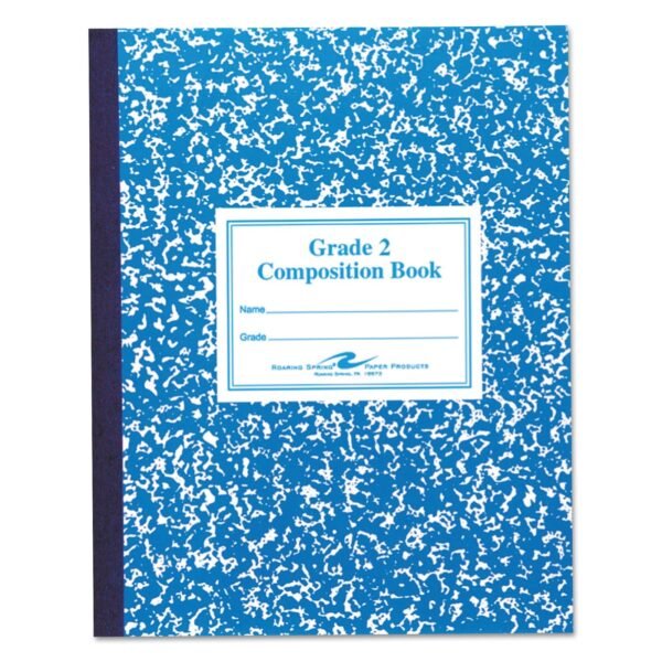 Roaring Spring Grade School Ruled Composition Book, Grade 2 Manuscript Format, Blue Marble Cover, (50) 9.75 x 7.75 Sheets (77921)
