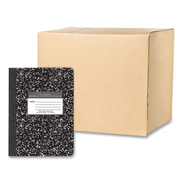 Roaring Spring Hardcover Marble Composition Book, Med/College Rule, Black Marble Cover, (80) 9.75 x 7.5 Sheet, 48/CT (77226CS)