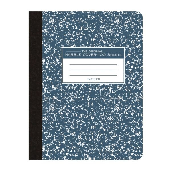 Roaring Spring Hardcover Marble Composition Book, Unruled, Blue Marble Cover, (100) 9.75 x 7.5 Sheets (77261)