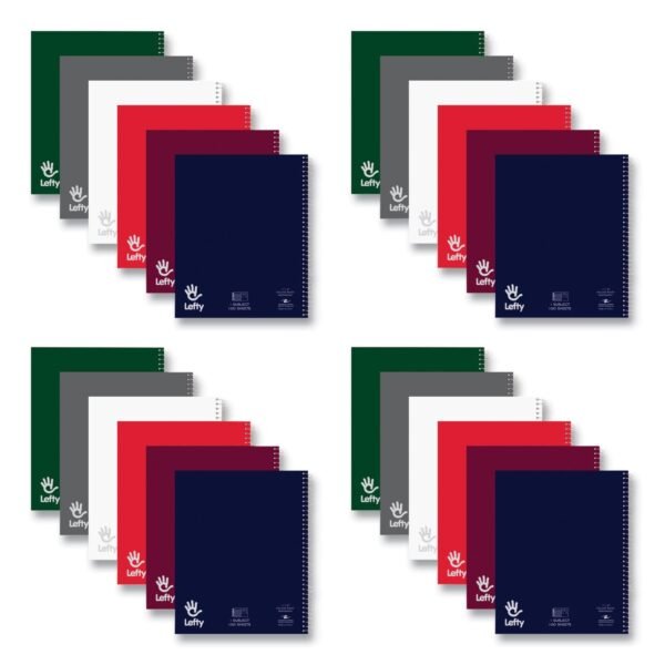 Roaring Spring Lefty Notebook, 1 Subject, College Rule, Randomly Assorted Cover Color, (200) 11 x 8.5 Sheets, 24/Carton (11096CS)