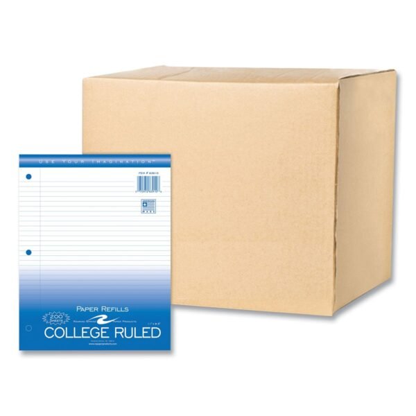 Roaring Spring Loose Leaf Paper, 8.5 x 11, 3-Hole Punched, College Rule, White, 200 Sheets/Pack, 24 Packs/Carton (83910CS)