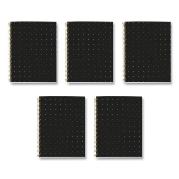 Roaring Spring MR M Fashion Notebook, 4-Subject, Medium/College Rule, Black Dots Cover, (120) 11 x 8.5 Sheets, 5/Carton (48293CS)