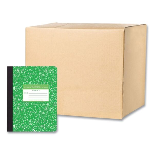 Roaring Spring Ruled Composition Book, Grade 1 Manuscript Format, Green Marble Cover, (80) 9.75 x 7.5 Sheets, 48/Carton (97225CS)