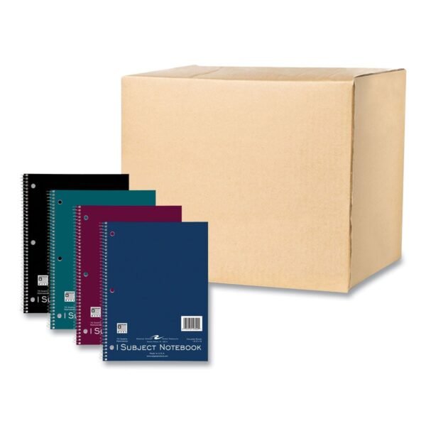 Roaring Spring Subject Wirebound Notebook, 1-Subject, Medium/College Rule, Assorted Cover, (70) 10.5 x 8 Sheets, 24/Carton (10322CS)