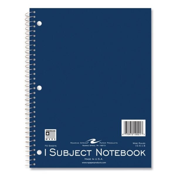 Roaring Spring Subject Wirebound Promo Notebook, 1-Subject, Wide/Legal Rule, Assorted Cover, (70) 10.5 x 8 Sheets, 24/Carton (10021CS)