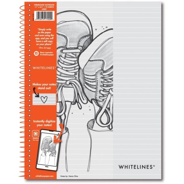 Roaring Spring Whitelines Premium Line Ruled Spiral Notebook 70 Sheets - 140 Pages - Printed - Spiral Bound - Both Side Ruling Surface - 20 lb Basis Weight - 75 g/m² Grammage -...