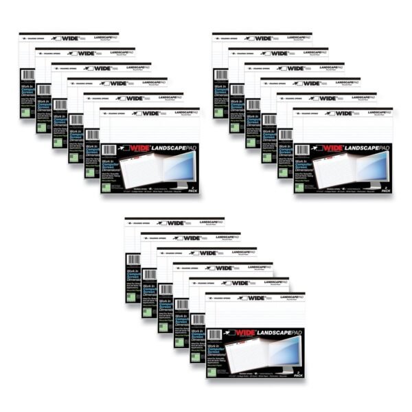 Roaring Spring WIDE Landscape Format Writing Pad, Medium/College Rule, 40 White 11 x 9.5 Sheets, 18/Carton (74510CS)