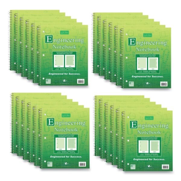 Roaring Spring Wirebound Engineering Notebook, 20 lb Paper Stock, Green Cover, 80-Green 11 x 8.5 Sheets, 24/Carton (11382CS)