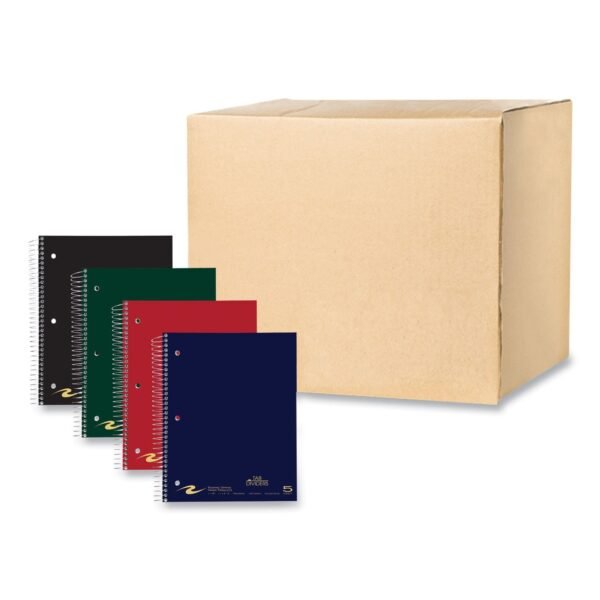 Roaring Spring Wirebound Notebook with Tabs, 5-Subject, College Rule, Randomly Assorted Covers, (200) 11 x 8.5 Sheets, 12/Carton (11197CS)