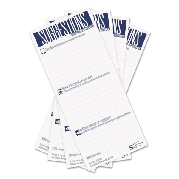 Safco Suggestion Box Cards, 3.5 x 8, White, 25/Pack (4231)